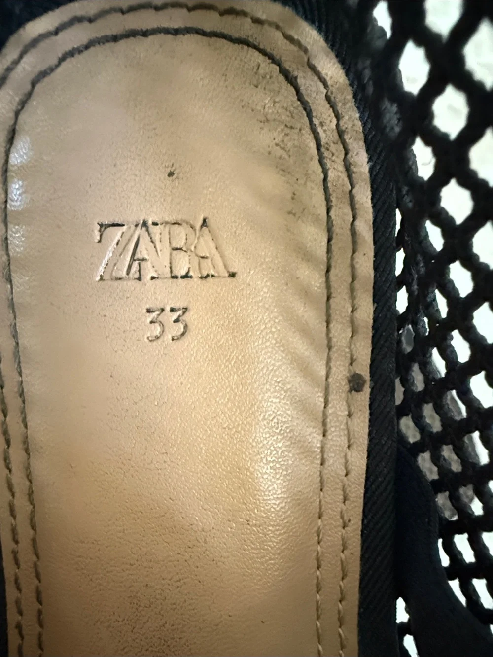 Zara Black Mesh Cross-Strap Girls Ballet Flats